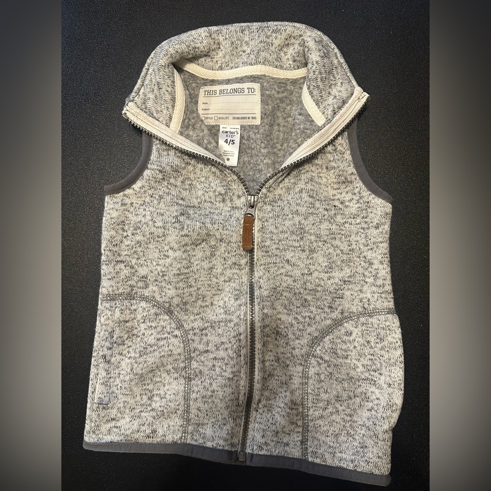 Gray Zip-Up Vest with Pockets